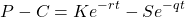 \[P-C=Ke^{-rt} - Se^{-qt}\]